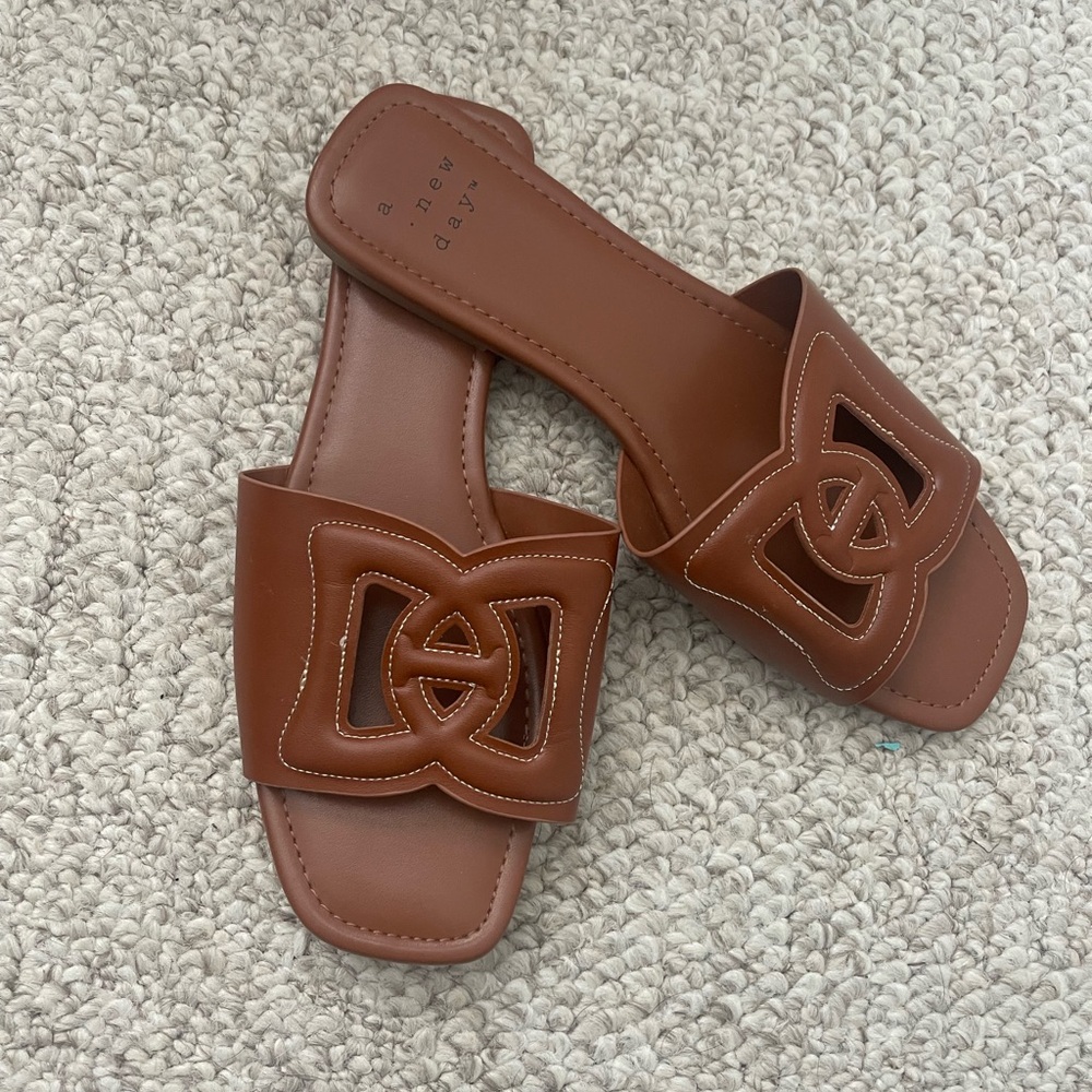 A New Day Women's Tan Slide Sandals